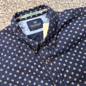 Scotch & Soda Amsterdam Men's XL Navy Shell Print Long Sleeve Button Down Shirt